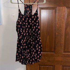 Black red/pink floral romper